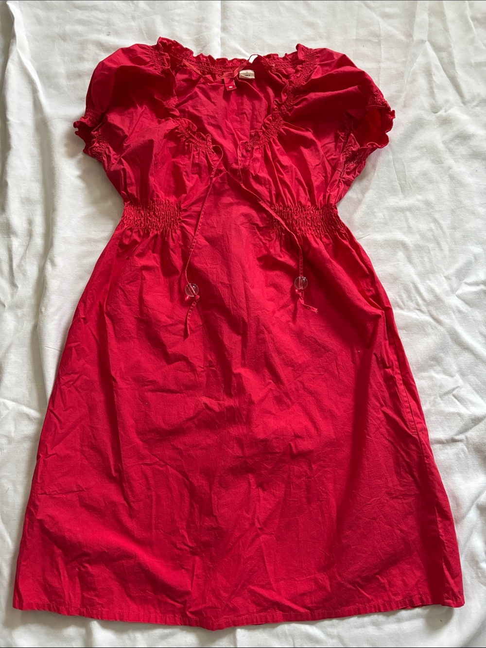 Bright Red Short-Sleeve Summer Dress